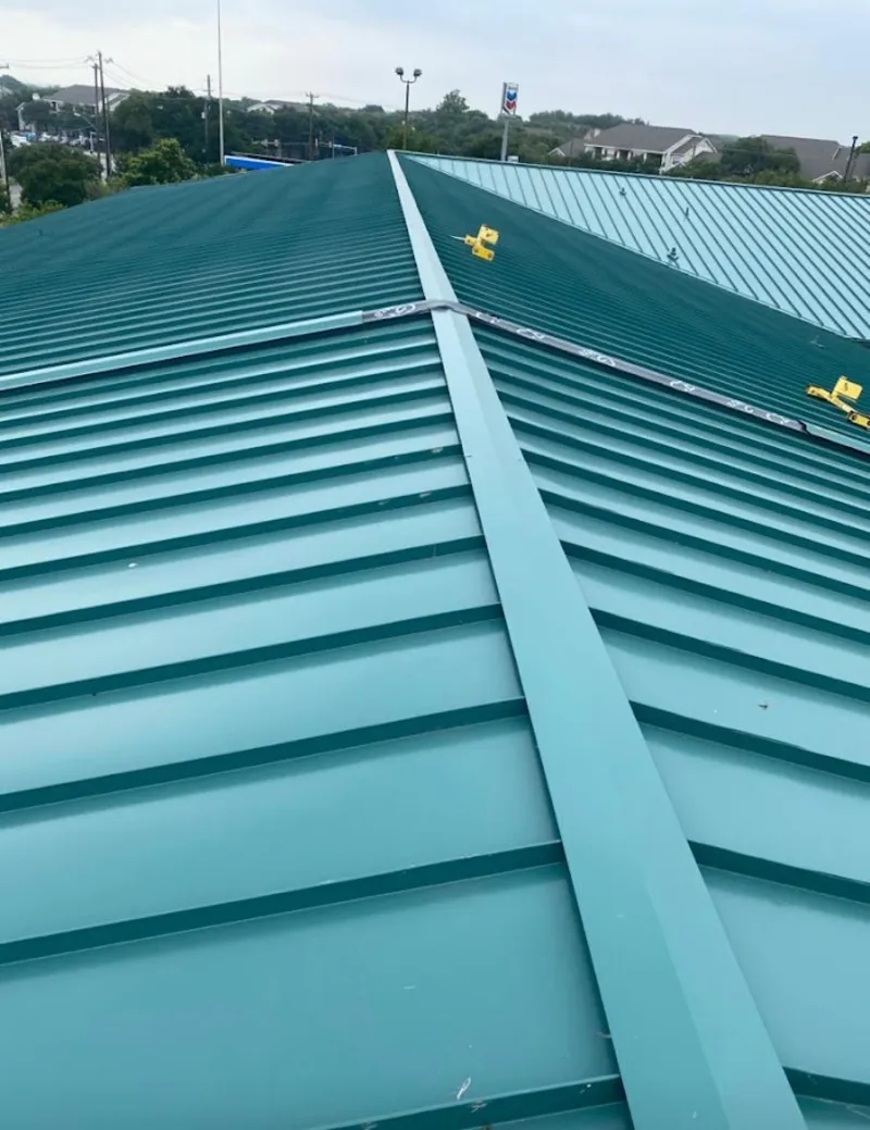 Green commercial metal roof ridge and valley for Metal Roof Repair in Los Altos Hills